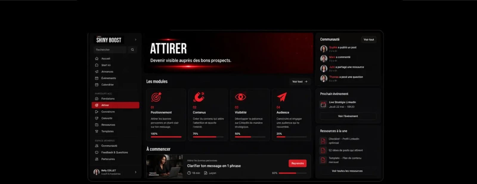 Espace de formation Shiny Boost, module Attirer